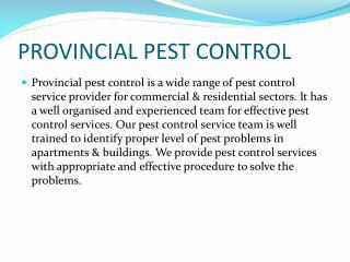 Home Pest Control | Pest Control Services - Provincial Pest control