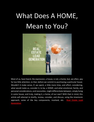 What does a home mean to You