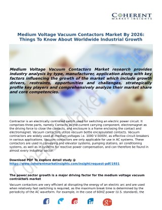 Medium Voltage Vacuum Contactors Market By 2026: Things To Know About Worldwide Industrial Growth