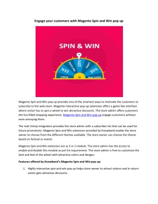 Engage your customers with Magento Spin and Win pop up