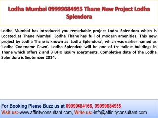 Lodha Thane New Residential Apartments 09999684955 By Lodha