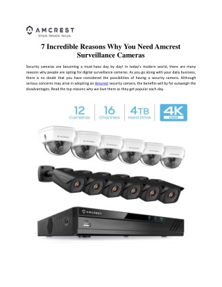 7 Incredible Reasons Why You Need Amcrest Surveillance Cameras