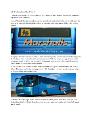 Safe & Reliable School Coach Travel