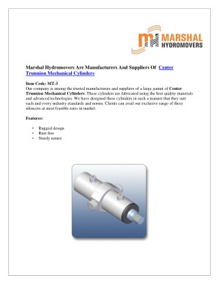 Center Trunnion Mechanical Cylinders | Marshal Haydromovers