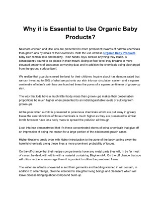Why it is Essential to Use Organic Baby Products?