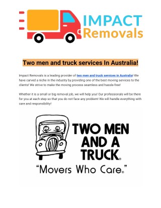 office removalists perth | two men and a truck australia