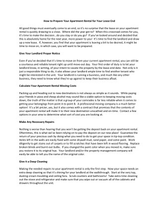 How to Prepare Your Apartment Rental for Your Lease End