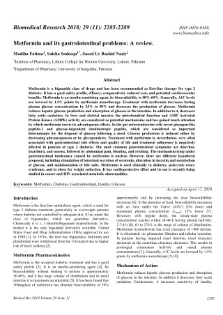 Metformin and its gastrointestinal problems: A review