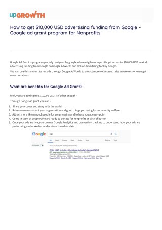 How to get $10,000 USD advertising funding from Google – Google ad grant program for Nonprofits