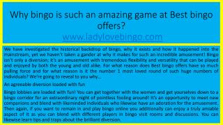 Why bingo is such an amazing game at Best bingo offers?