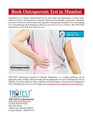 Book Osteoporosis Test in Mumbai