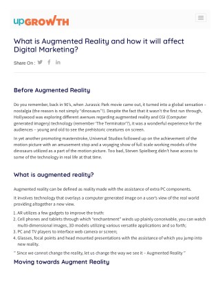 What is Augmented Reality and how it will affect Digital Marketing?