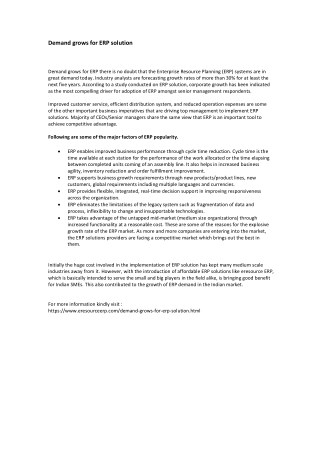 Demand grows for ERP solution
