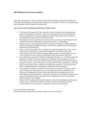 ERP Software for the Process Industry