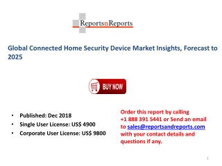 Connected Home Security Device Market Industry Size, Regional Outlook, Price Trend, Market Share and Forecast 2018 – 20