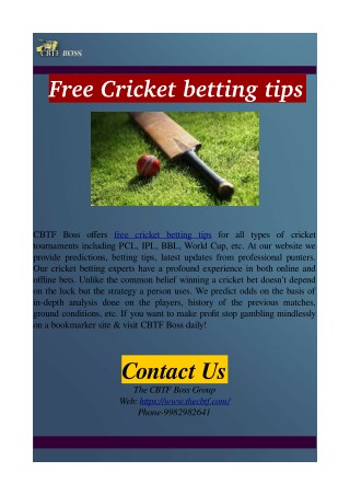 Free Cricket betting tips