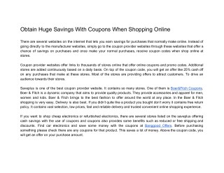 Obtain Huge Savings With Coupons When Shopping Online