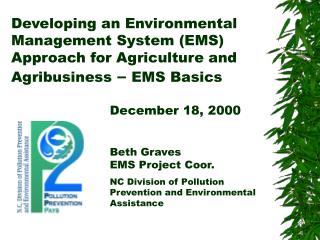 Developing an Environmental Management System (EMS) Approach for Agriculture and Agribusiness – EMS Basics