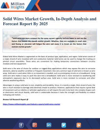 Solid Wires Market Growth, In-Depth Analysis and Forecast Report By 2025