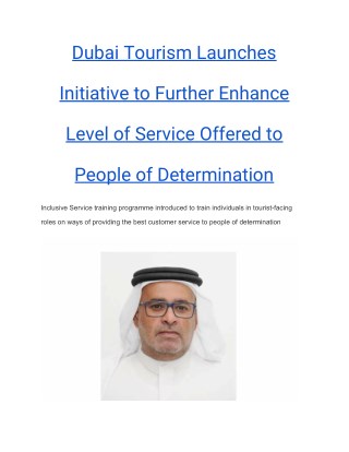 Dubai Tourism Launches Initiative to Further Enhance Level of Service Offered to People of Determination.