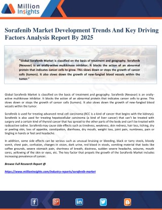 Sorafenib Market Development Trends And Key Driving Factors Analysis Report By 2025