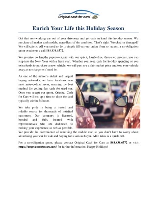 Enrich Your Life this Holiday Season