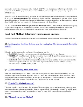 MatLab Interview Questions.ppt
