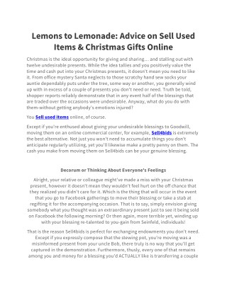 Lemons to Lemonade: Advice on Sell Used Items & Christmas Gifts Online