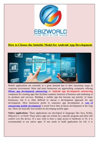 Android App Development Outsourcing Services - EBIZWORLD