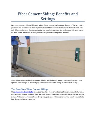 Fiber Cement Siding: Benefits and Settings