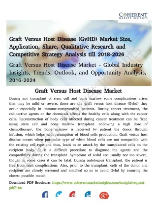 Graft Versus Host Disease (GvHD) Market Competitive Analysis by Top Key Players with its Application, Product Types and