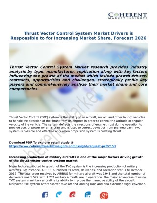 Thrust Vector Control System Market Drivers is Responsible to for Increasing Market Share, Forecast 2026