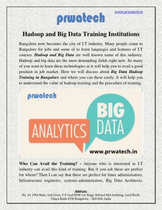 Hadoop and Big Data Training Institutions