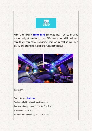 Luxury Limo Hire Service Near Me