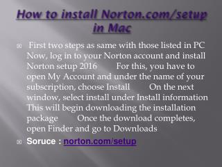 How to install Norton.com/setup in Mac