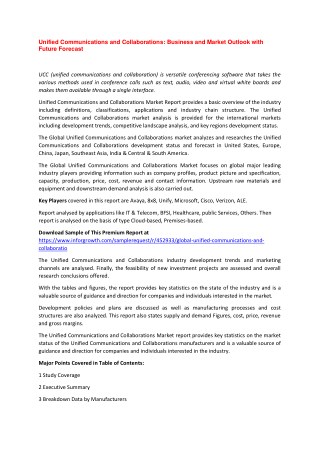 Unified Communications and Collaborations: Business and Market Outlook with Future Forecast