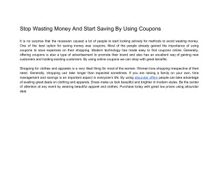 Stop Wasting Money And Start Saving By Using Coupons