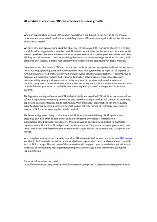 HR module in eresource ERP can accelerate business growth