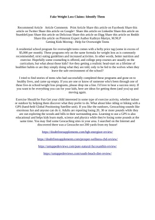 Fake Weight Loss Claims: Identify Them