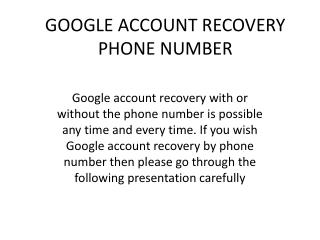 Google account recovery phone number