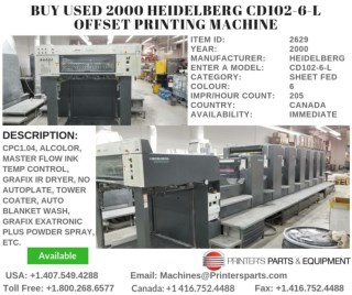 Buy Used 2000 Heidelberg CD102-6-L Offset Printing Machine