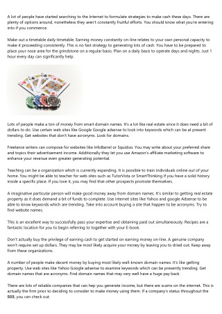 The Guidelines On This Page About Generating Income Online Are For Yourself