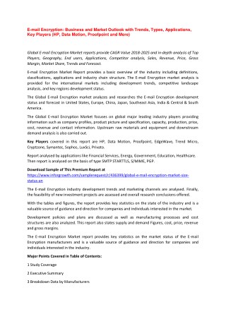 E-mail Encryption: Business and Market Outlook with Trends, Types, Applications, Key Players (HP, Data Motion, Proofpoin