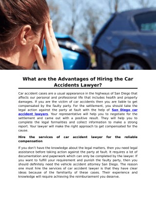 What are the Advantages of Hiring the Car Accidents Lawyer?/