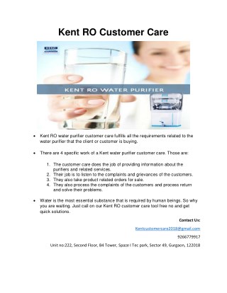 Kent RO Customer Care