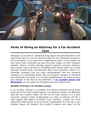 Perks of Hiring an Attorney for a Car Accident Case