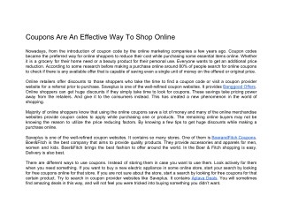 Coupons Are An Effective Way To Shop Online