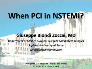 When PCI in NSTEMI?