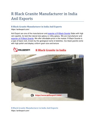 R Black Granite Manufacturer in India Anil Exports
