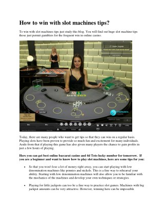 How to win with slot machines tips